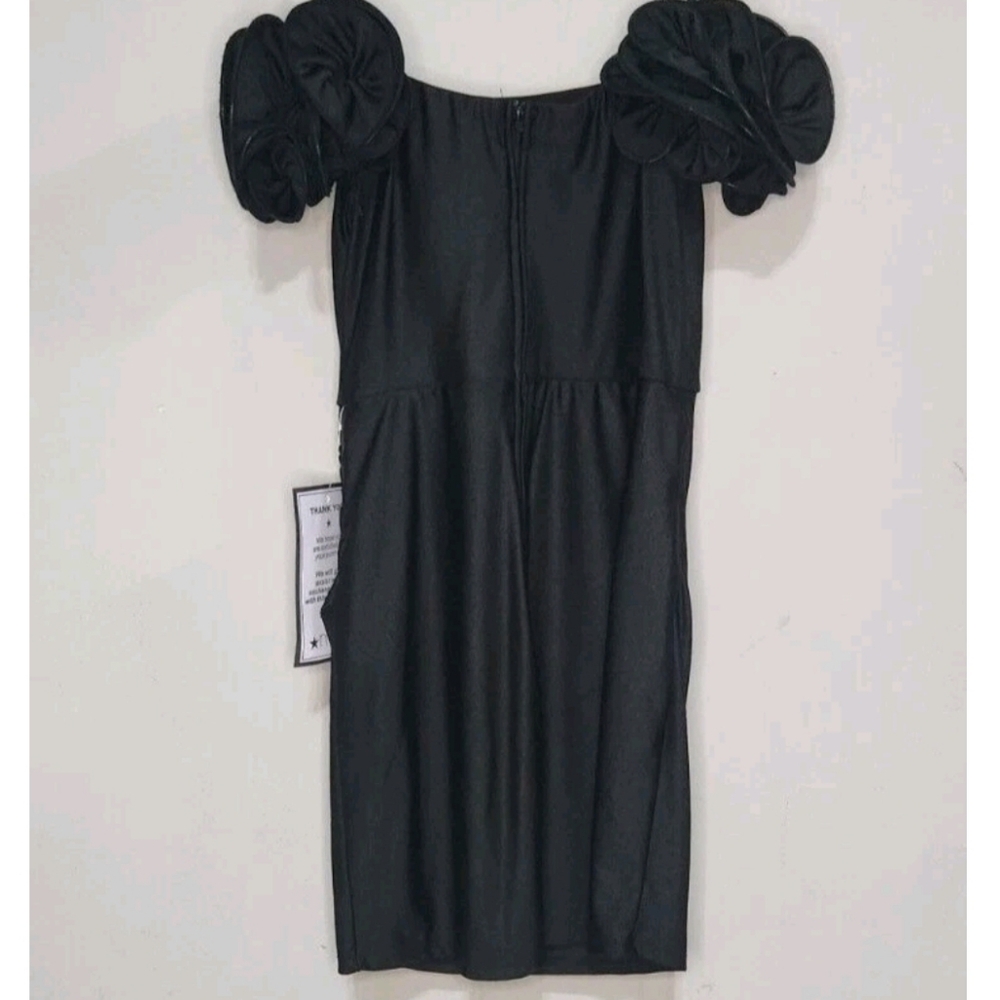 B Darlin Juniors' Ruffled Black Off-The-Shoulder Bodycon Dress 3/4 - Picture 3 of 8